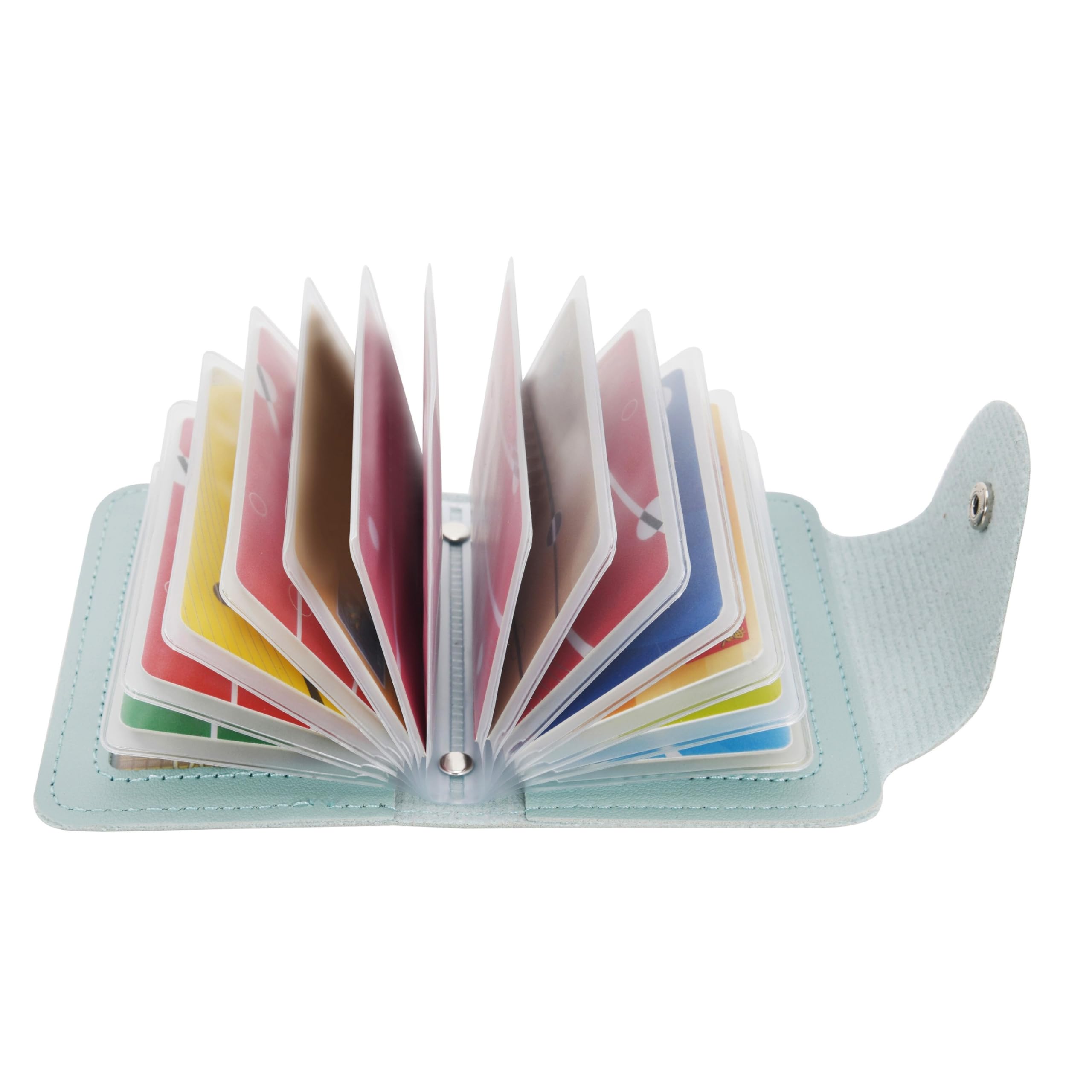 GERIINEER Credit Card Holder Leather Wallet for Women and Men Bank Card Case Wallet ID Card Organiser Business Card Case - 28 Card Slots (Green)