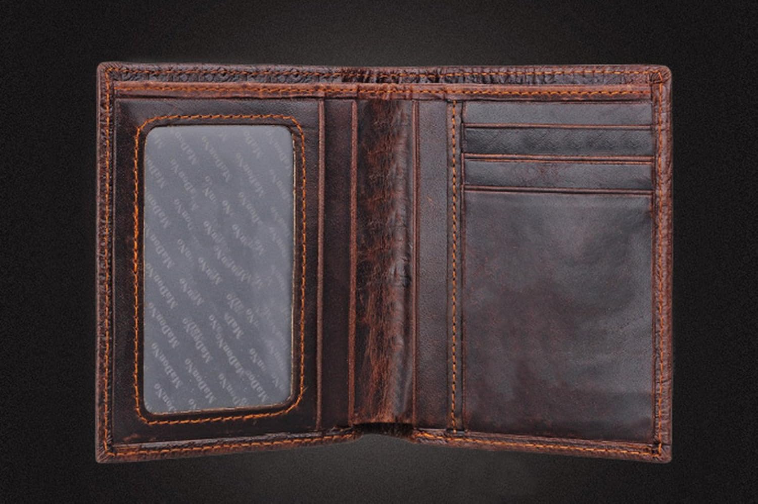 Mens Brown Genuine Leather Wallet with Credit Card Holder Tiger Pattern M - Image 3