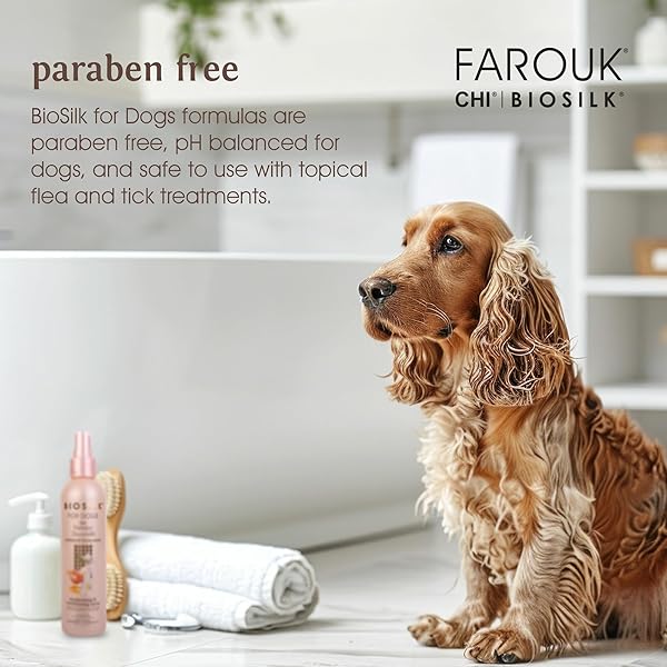 BIOSILK FOR DOGS SILK THERAPY IRRESISTIBLE DEODORIZING AND CONDITIONING SPRAY, SCENTED, JASMINE AND HONEY SCENT, PARABEN FREE, MADE IN THE USA, 8 FL OUNCES