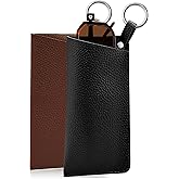 FEISEDY 2Pack Portable Glasses Case with Clip Hook, Soft Leather Eyeglass case Bag, Slim Sunglasses Pouch B0313