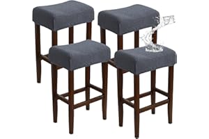 EVOLLER Waterproof Bar Stool Covers Set of 4 Rectangle Jacquard Stretchable Backless Barstool Seat Cover Dark Grey Counter Bar Stool Slipcovers Washable