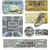 1000pcs Custom Tamper Proof Hologram Stickers Silver Customized High Security Tamper Evident Warranty Seal Void Genuine Authentic Holographic Labels/Stickers w/Unique Sequential Serial Numbering