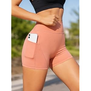 Women's High Waisted Biker Shorts with Pockets, Stretch Yoga Workout Shorts for Gym Running Volleyball