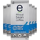 Ethical Bean Coffee Decaf Dark Roast Fairtrade Organic Coffee, 340g (Pack of 6)