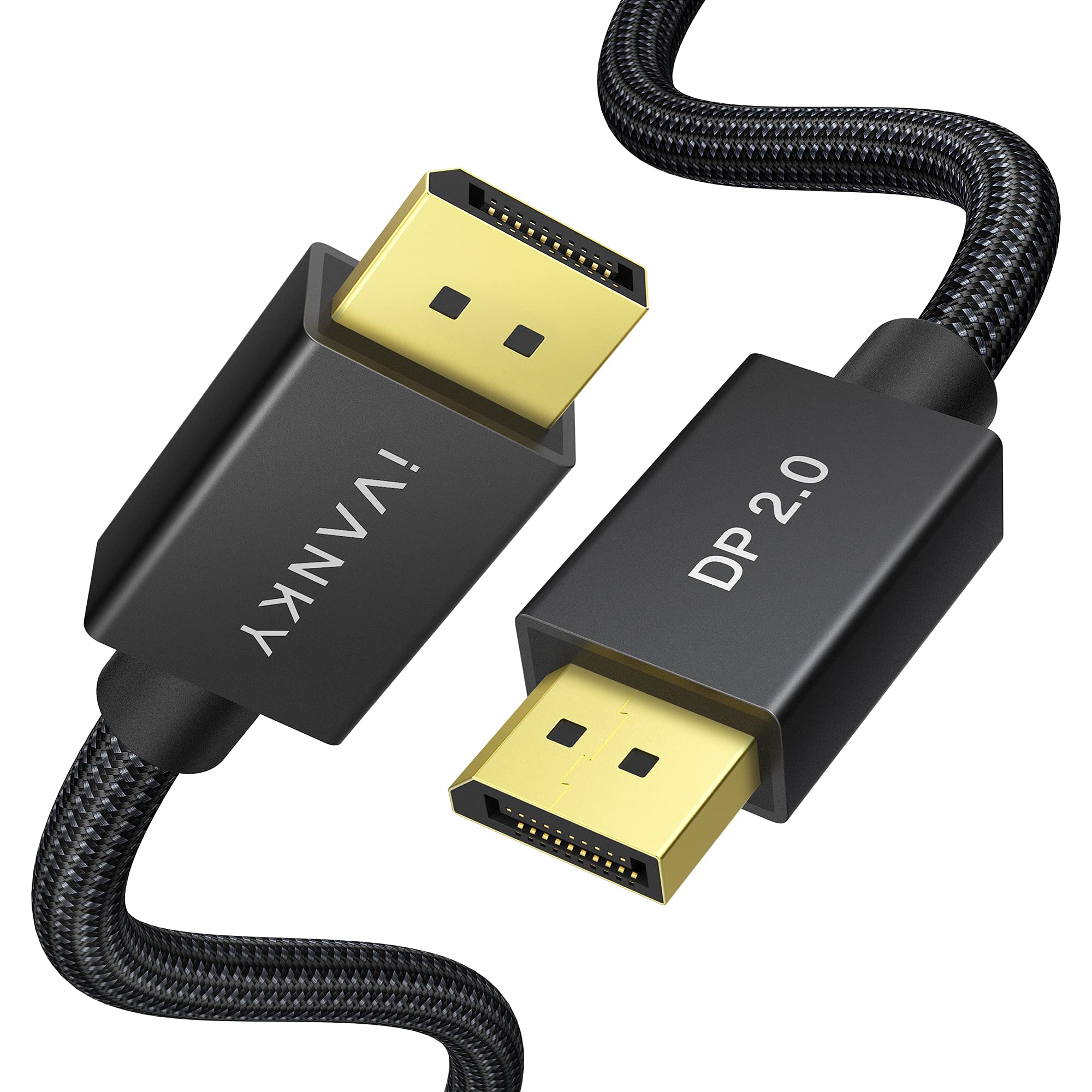 IVANKY DisplayPort Cable 2.1/2.0, 16K DP 2.1/2.0 Cable with 40Gbps Bandwidth [16K@60Hz, 10K/8K@60Hz, 4K@165Hz], Support HDR, HDCP 2.2, 3D, ARC, Compatible with Gaming Monitor, TV and More (6.6ft)