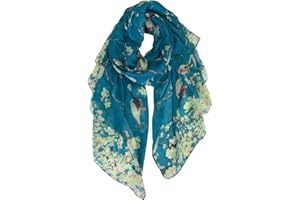 GERINLY Scarfs for Women Lightweight Floral Birds Print Cotton Scarves and Wraps for Fall Shawl