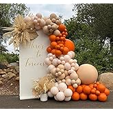 Burnt Orange Balloons Garland Arch Kit - Thanksgiving Double Stuffed Matte Orange Cream Peach Apricot Terracotta Latex Balloon Different Sizes 18 12 10 5In Fall Ballon for Baby Shower Party