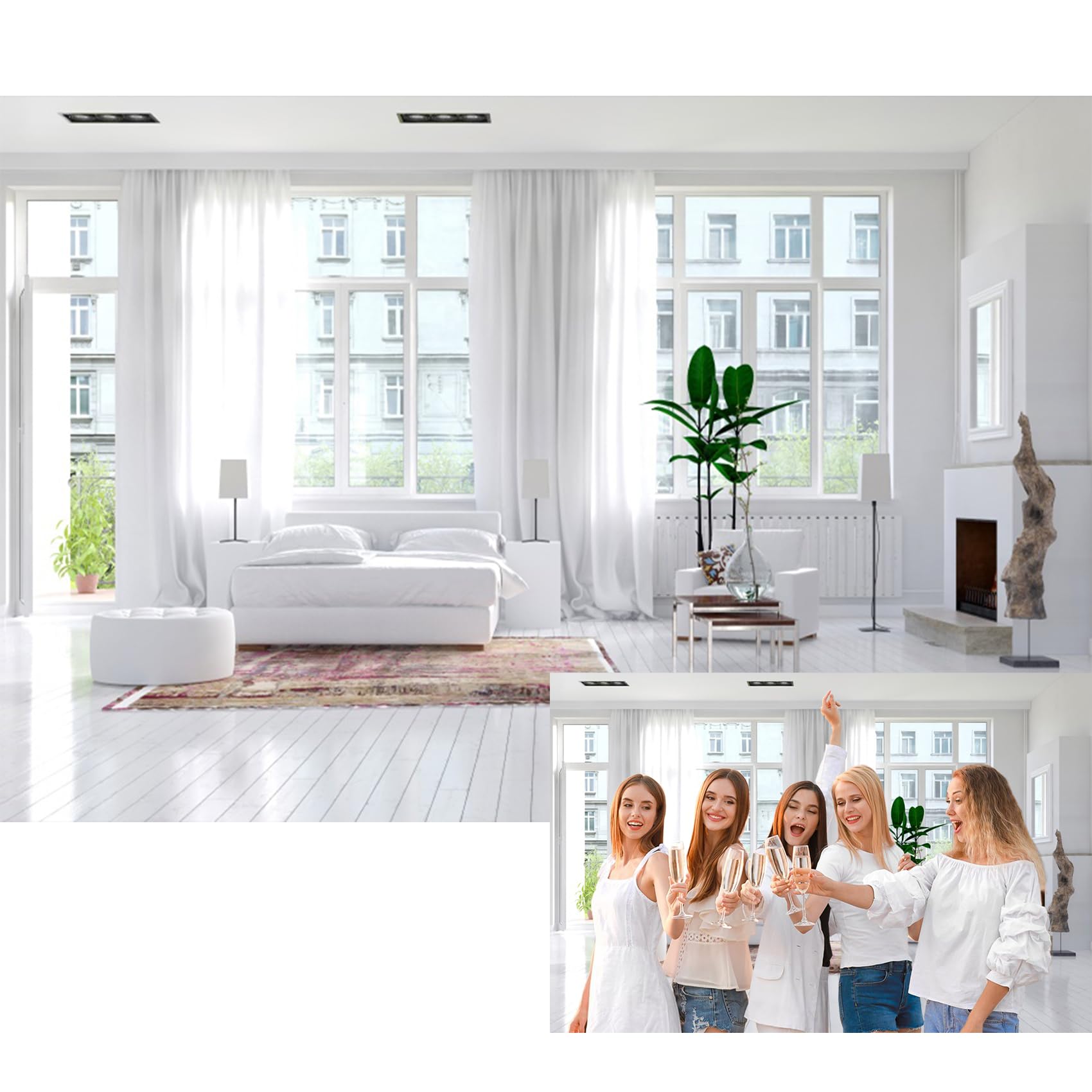 MIRRORANG 2,2x1,5m Interior Decoration Backdrop Living Room Curtain Window Decor Background for Photography Office Interior Room Decor Plants White Furniture Kid Adult Photo Video Make Props