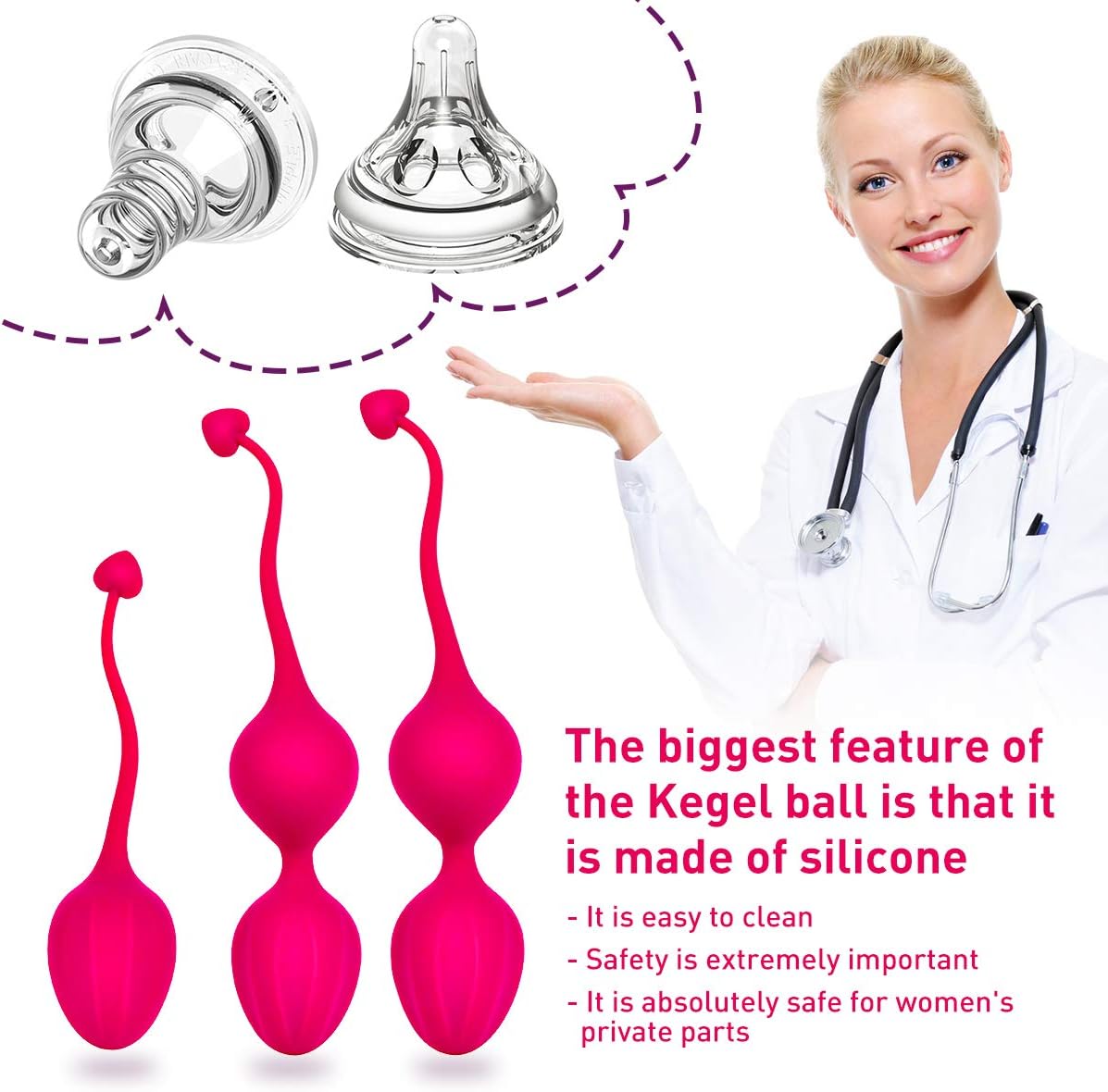 Kegel Exercise Balls for Women Ben Wa Weight Balls for Women Pelvic Exercise Ball Tightning Bladder Control Devices Silicone Strengthening Device: Health & Personal Care