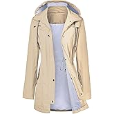 LOMON Raincoat Women Waterproof Long Hooded Trench Coats Lined Windbreaker Travel Jacket S-XXL