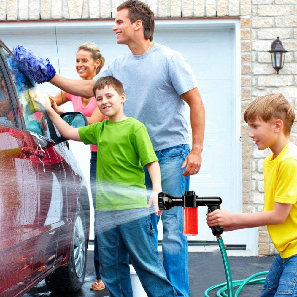 Garden Hose Nozzle, High Pressure Hose Spray Nozzle 8 Way Spray Pattern with 3.5oz/100cc Soap Dispenser Bottle Snow Foam Gun for Watering Plants, Lawn, Patio, Car Wash, Cleaning，Showering Pet : Garden & Outdoor