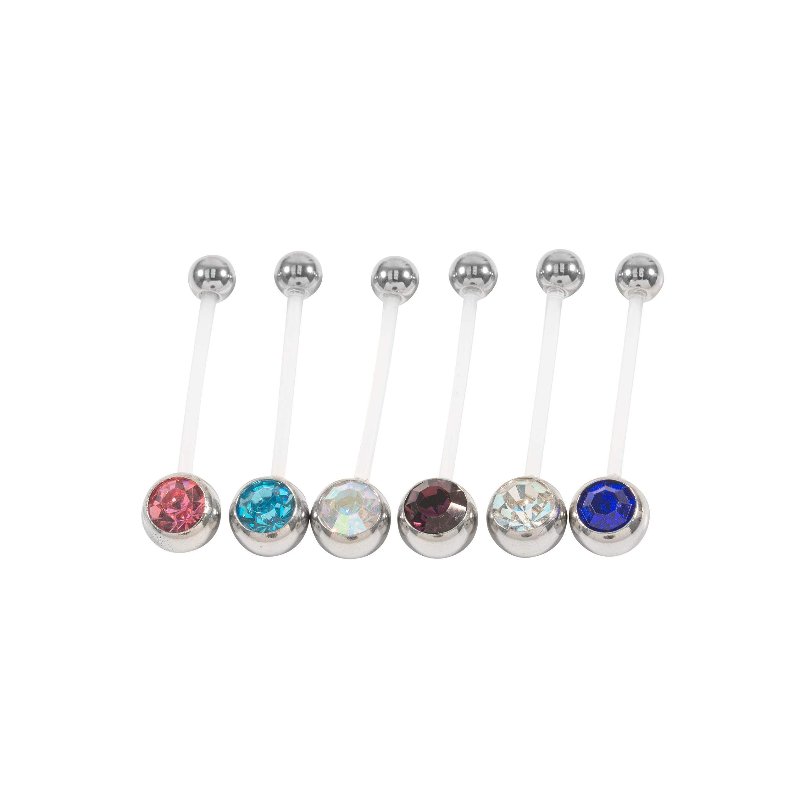 Loving My Bump Maternity Belly Navel Bar Bioflex/Plastic Flexible PFTE Body Piercing Jewellery bars/rings (Set of 6) - 0.02kg