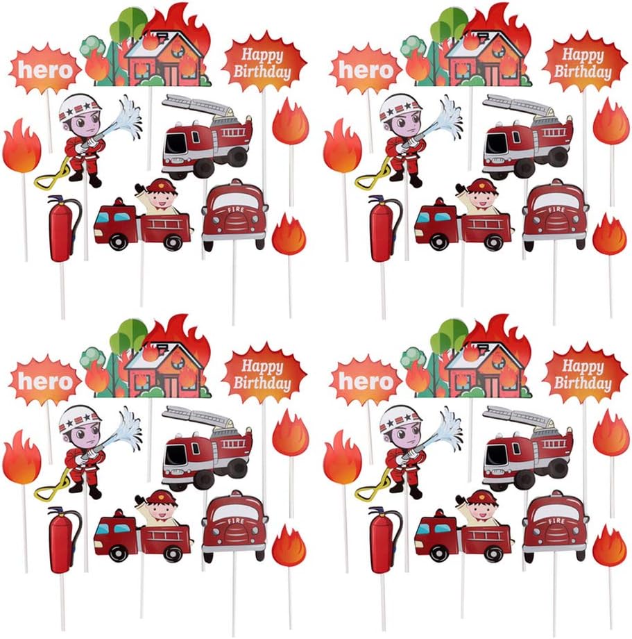 Feuerwehr Cake Deko Set - 11-teilige Cupcake-Topper Für Feuerwehr-Kindergeburtstage