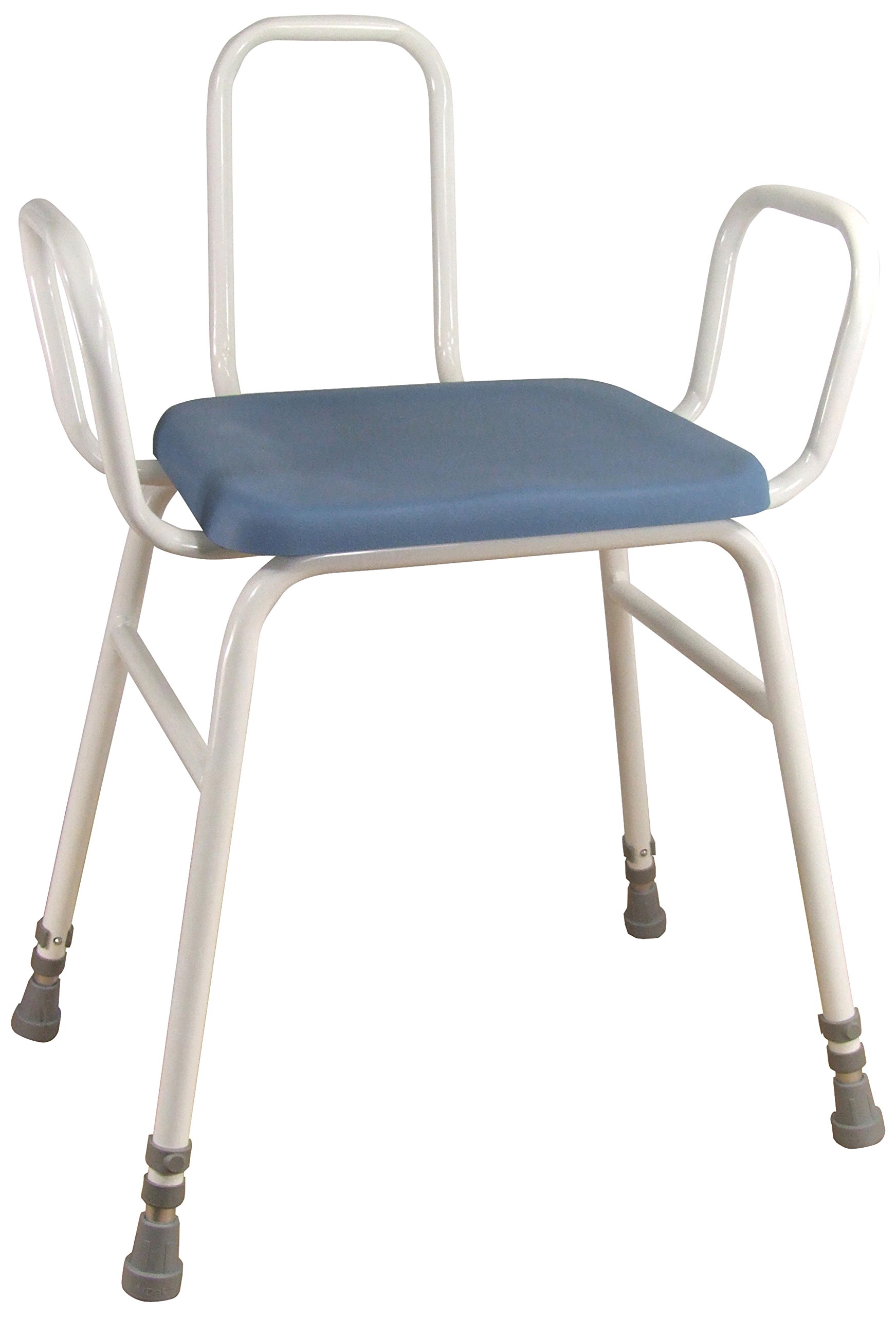 Aidapt Height Adjustable Perching Stool With Padded Seat, Safety Arms and a Metal Back For Elderly for Users with Limited Mobility