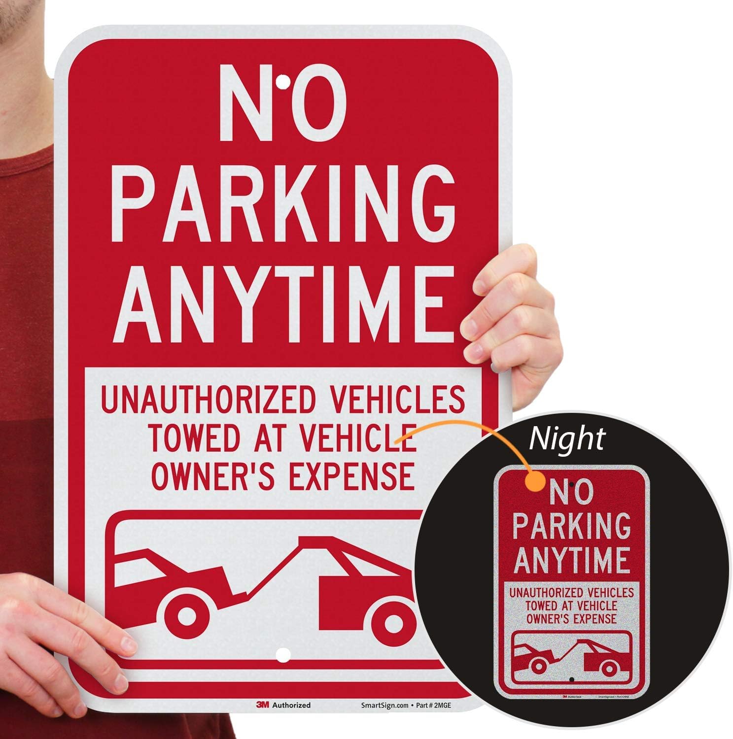 Amazon Com Smartsign No Parking Anytime Sign Unauthorized Vehicles Towed At Vehicle Owner S Expense Sign With Tow Symbol 18 X 12 Inches 3m Reflective Aluminum Garden Outdoor