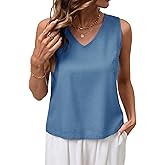 LOMON Womens Linen Tank Top V Neck Tank Tops Sleeveless Cute Spring Summer Tops for Women 2026 Beach Vacation Outfits (XS-XL)
