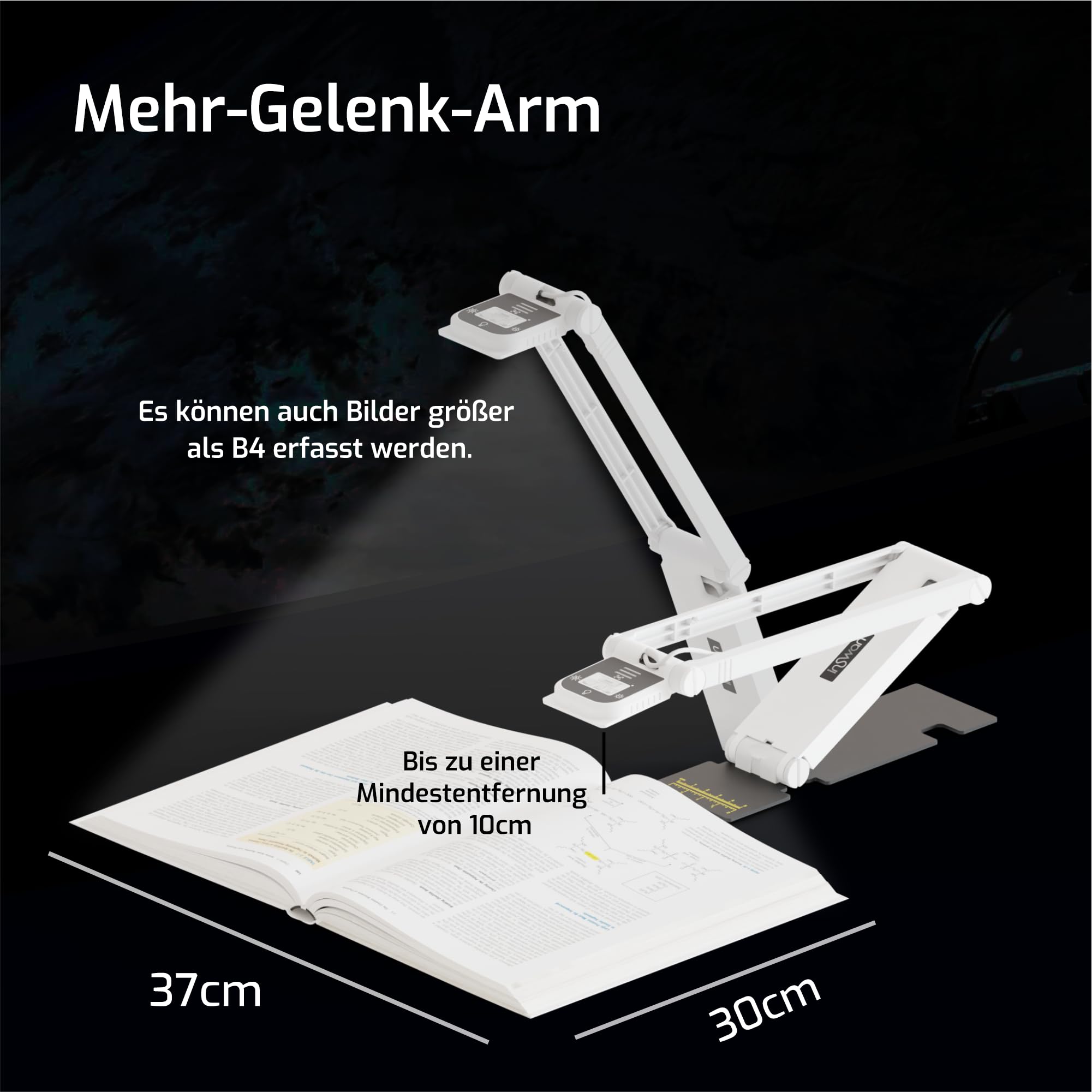 INSWAN INS-Flip 4 – 4K USB Dokumentenkamera/Webcam, 13MP UHD, faltbar, Ultraleicht (305g), Autofokus, Mikrofon & LED, für Unterricht & Webkonferenzen, kompatibel mit macOS, iPad, Windows, Chromebook 6