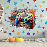 XUOIAYNB Large 3D Game Wall Stickers (29.4”x 22”)，Colorful Game Controller Paint Splatter Vinyl Wall Decals for Boys Bedroom Playroom Decor, Removable Video Gaming Break Through Graffiti Wall Sticker