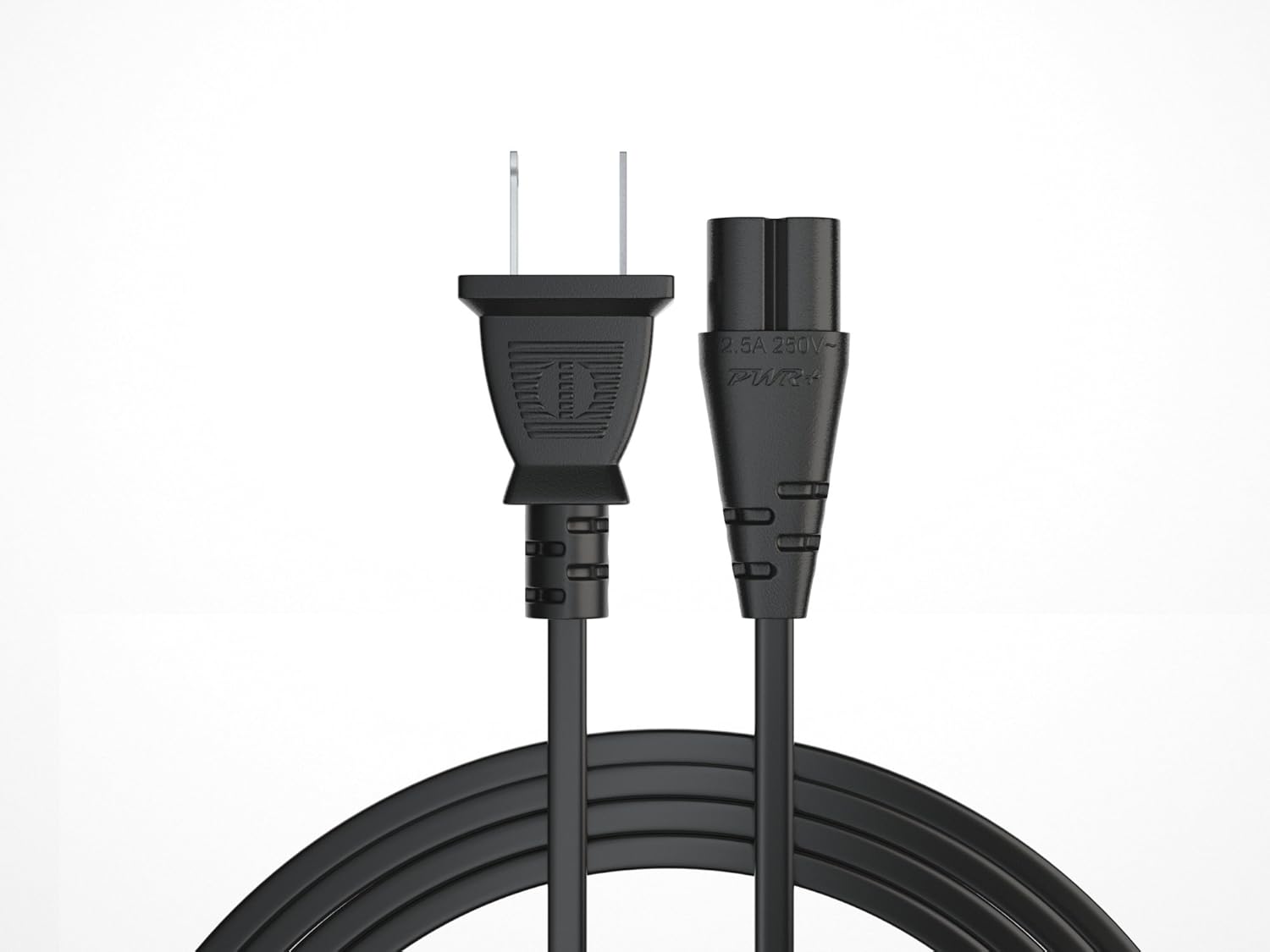 Pwr AC Cable Replacement Power Cord 2 Prong 6 Feet (Black): Home Audio & Theater