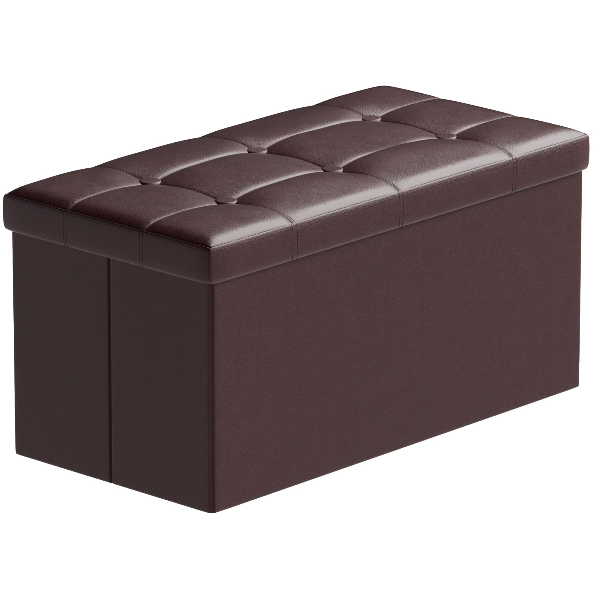 BRIAN & DANY Faux Leather Ottoman Storage Box, Storage Chest, Toy Storage and Storage Ottoman with Cover 80 x 40 x 40 cm (Brown)