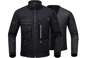RIDEIRON Motorcycle Jacket, CE Certified Class A, Winter Windproof Riding Jacket for Cold Weather with Removable Warm Liner L