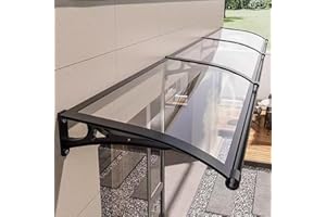 OCAZI Door Awnings Exterior, Polycarbonate Cover Awnings for Doors Entrance, Awning for Door Window Exterior with Aluminum Bracket for Sun Shutter, UV, Rain and Snow Protection-A-60x320cm/24x126in