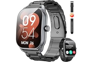 HAULVEAN Curve Military Smart Watch for Men(Answer/Make Call), 2.01" Smartwatch with Heart Rate/Sleep Monitor, Fitness tracker with 120+ Sports Modes IP68 Waterproof Fitness Watch for Android iOS (2 Straps)