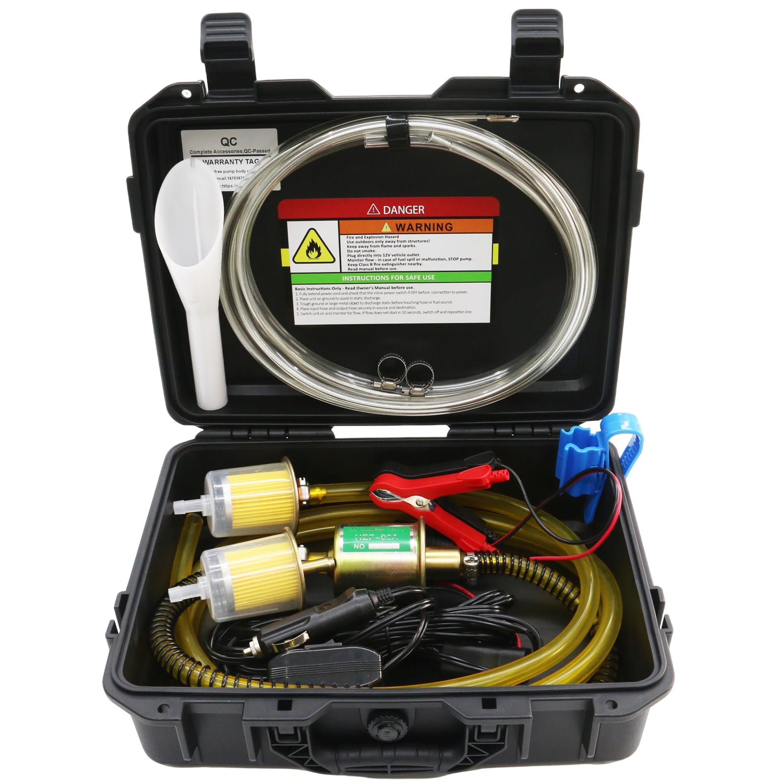 Photo 1 of MILADO 12V Fuel Transfer Pump Set, Gasoline Transfer Pump Kit, Electric Fuel Pump with Case, 30 Gallons of Gas or Diesel Per Hour Inline Fuel Pump, Great for Vehicles, Boats, Carburetor, Lawn Mower