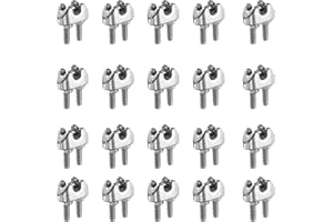 uxcell 20 Pcs M2 Stainless Steel Wire Rope Clip Clamps, 1/16" Wire Rope U-Bolt Cable Clamps Saddle Fastener for Wire Rope Rig