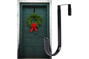 Junfamilee Black Wreath Hanger - Strong Bearing Fall Wreath Christmas Halloween Decorations Carbon Steel Wreath Door Hook 5" Height Wreath Hangers, Home Décor Accents