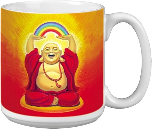 Amazon Com Buddha Extra Large Mug 20 Ounce Ceramic Coffee Mug Cup Buddha Laughing Themed Zen Art New Age Inspirational Gifts Tree Free Greetings Kitchen Dining