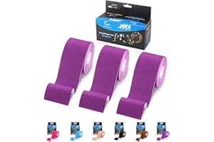 VITYELK (3 Pack) Kinesiology Tape, N.C.D Waterproof Muscle Tape for Athletes Shoulder Back Muscles Joints Sports Tape Athletic Elastic Fitness Patch 2 Inch×16.4 Ft(Violet)