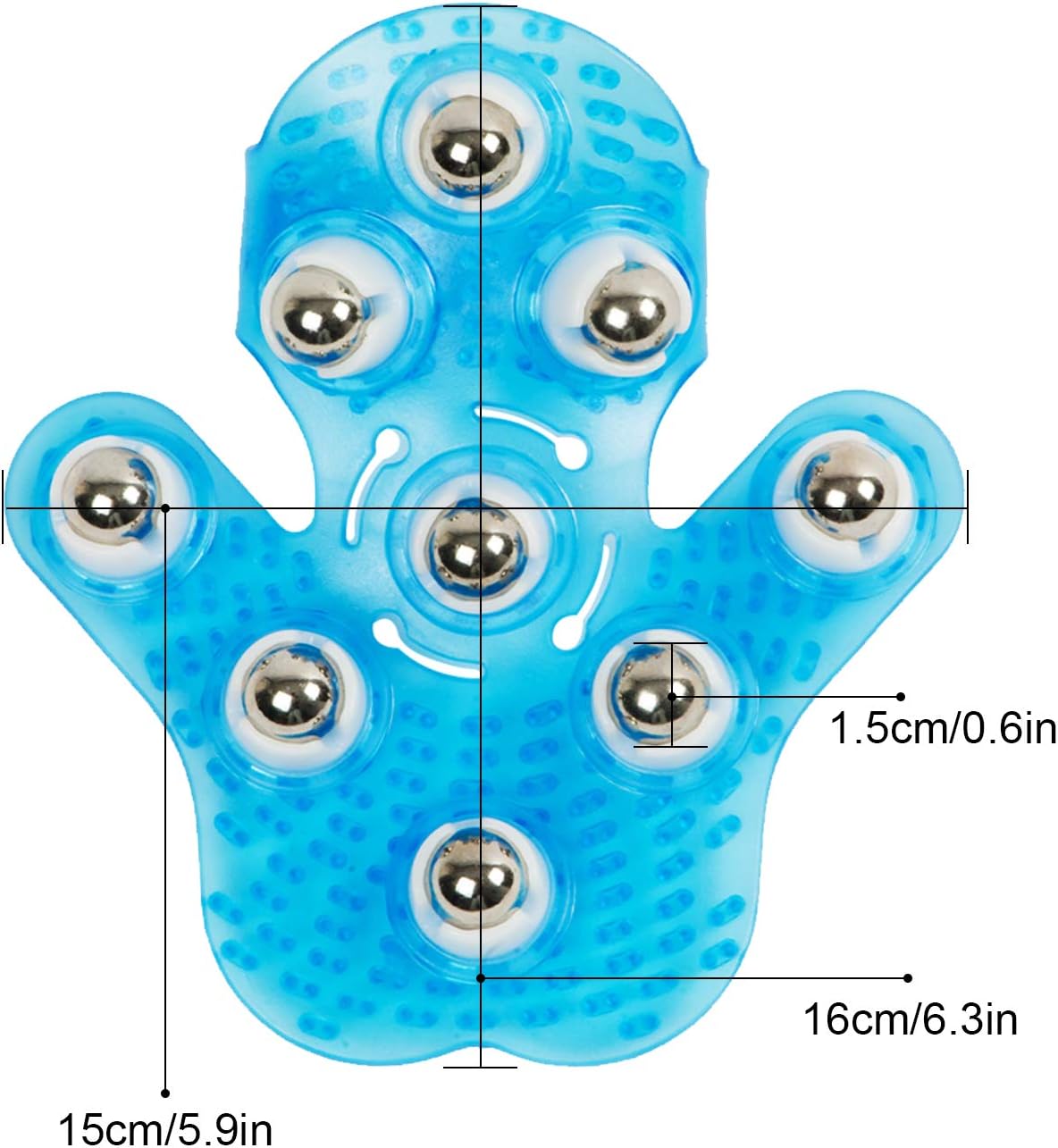 Glove Massager Palm Shaped Hand Massage Manual 9 360-degree-roller Mental Roller Ball Blue by Outton: Health & Personal Care