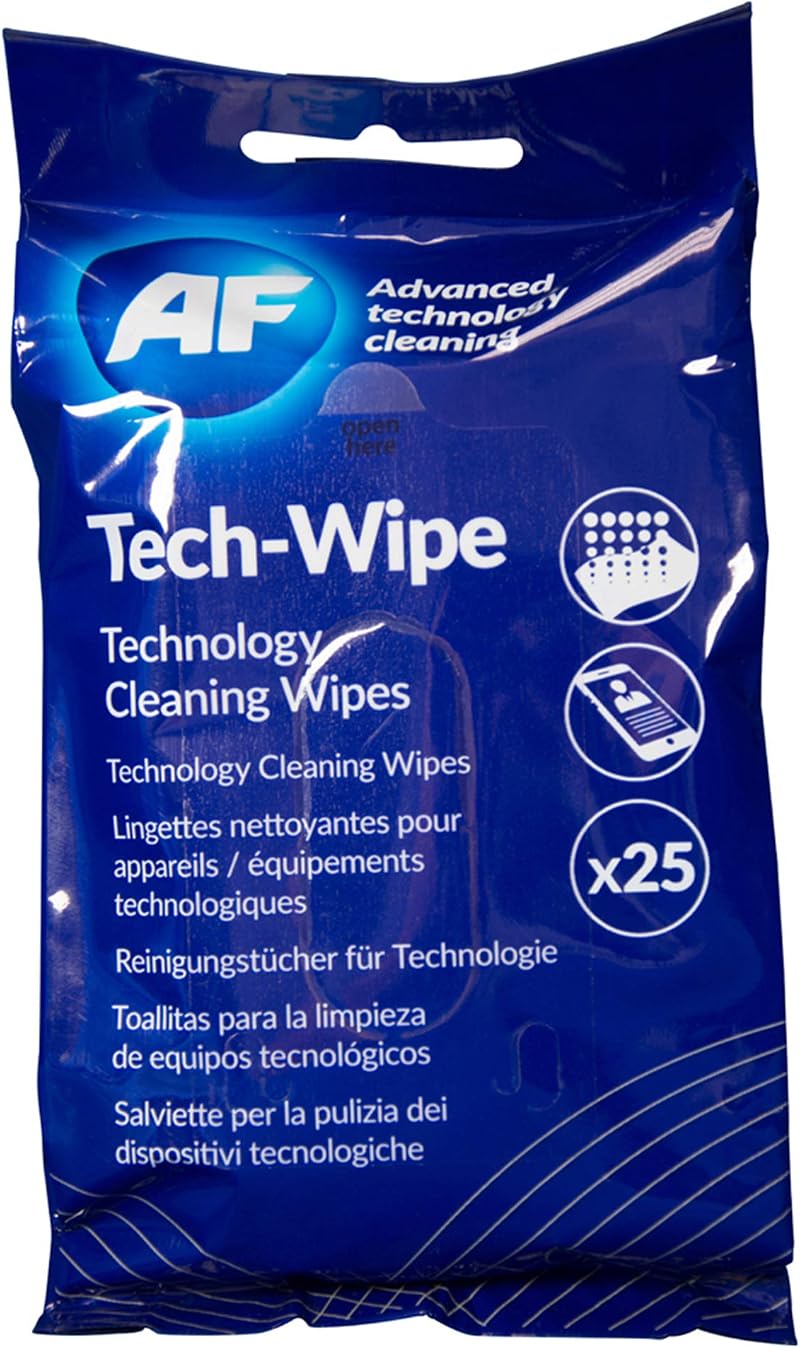 AF Tech Wipes for Screen Clean - Alcohol Free 25 Wipes MTW025P