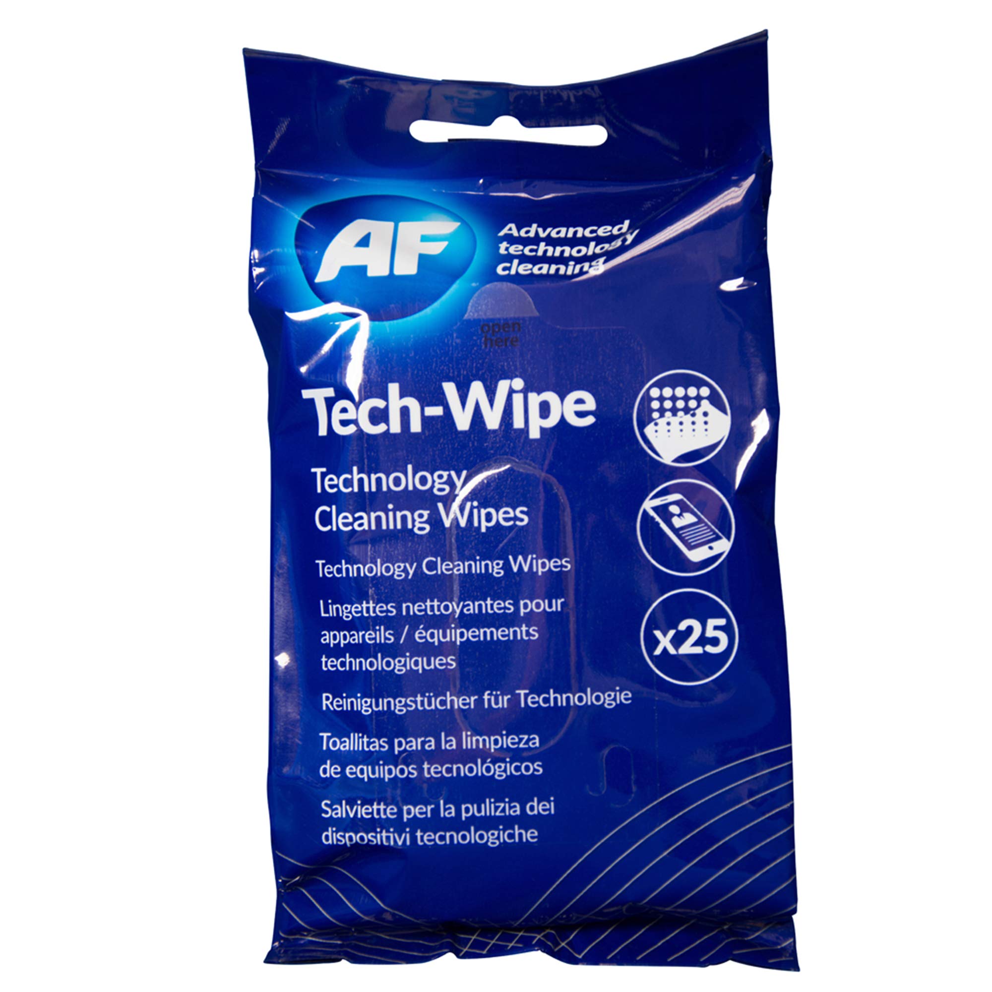 AF Tech Wipes – for Cleaning Screen, Tablet, ipad, Phone, VR, Switch, Laptop, PC Keyboard, Touch Screen & Lens Cleaning Wipes - MTW025P