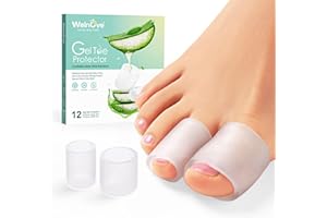Welnove Toe Protectors – 12-Pack Aloe Vera Extract Infused Silicone Toe Sleeve Toe Covers for Hammer Toes, Corns, Calluses, Blisters – Soft Gel Protector Toe Cushions for Pain Relief (Multi-Size)