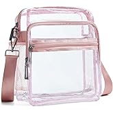 LATMAP Clear Bag for Stadium Events 12x6x12 Clear Purse with 3-Zipper Pockets Crossbody Handbag Tote for Concerts Sports