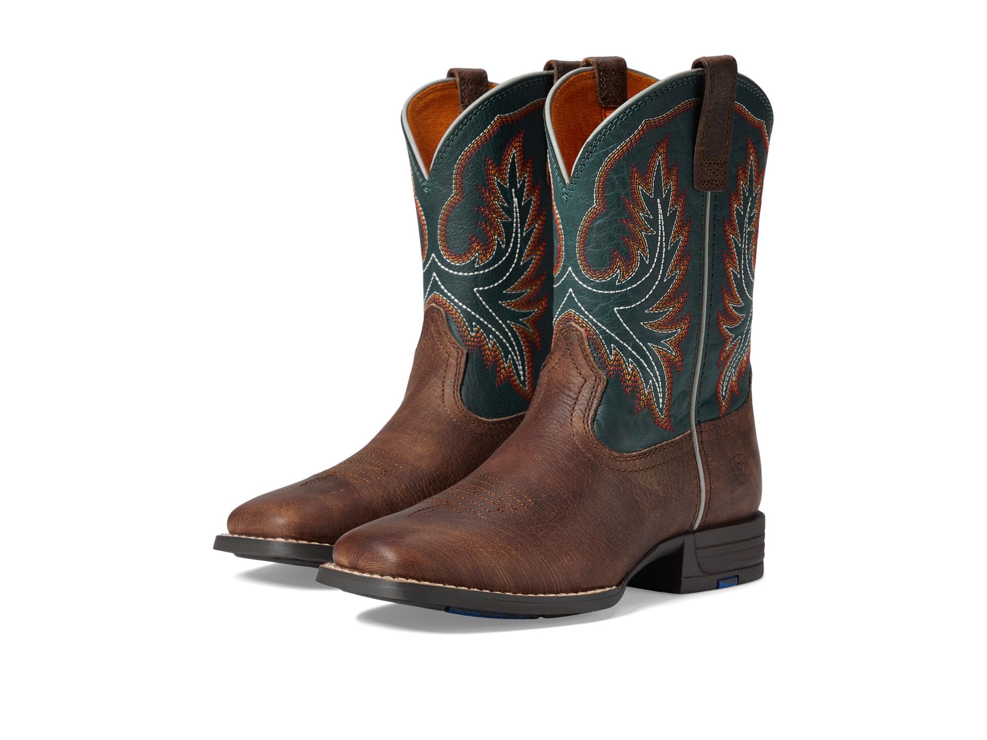 ARIAT Unisex-Kids Wilder Western Boot – Hat Box Brown/Deepest Teal, 4.5 Medium