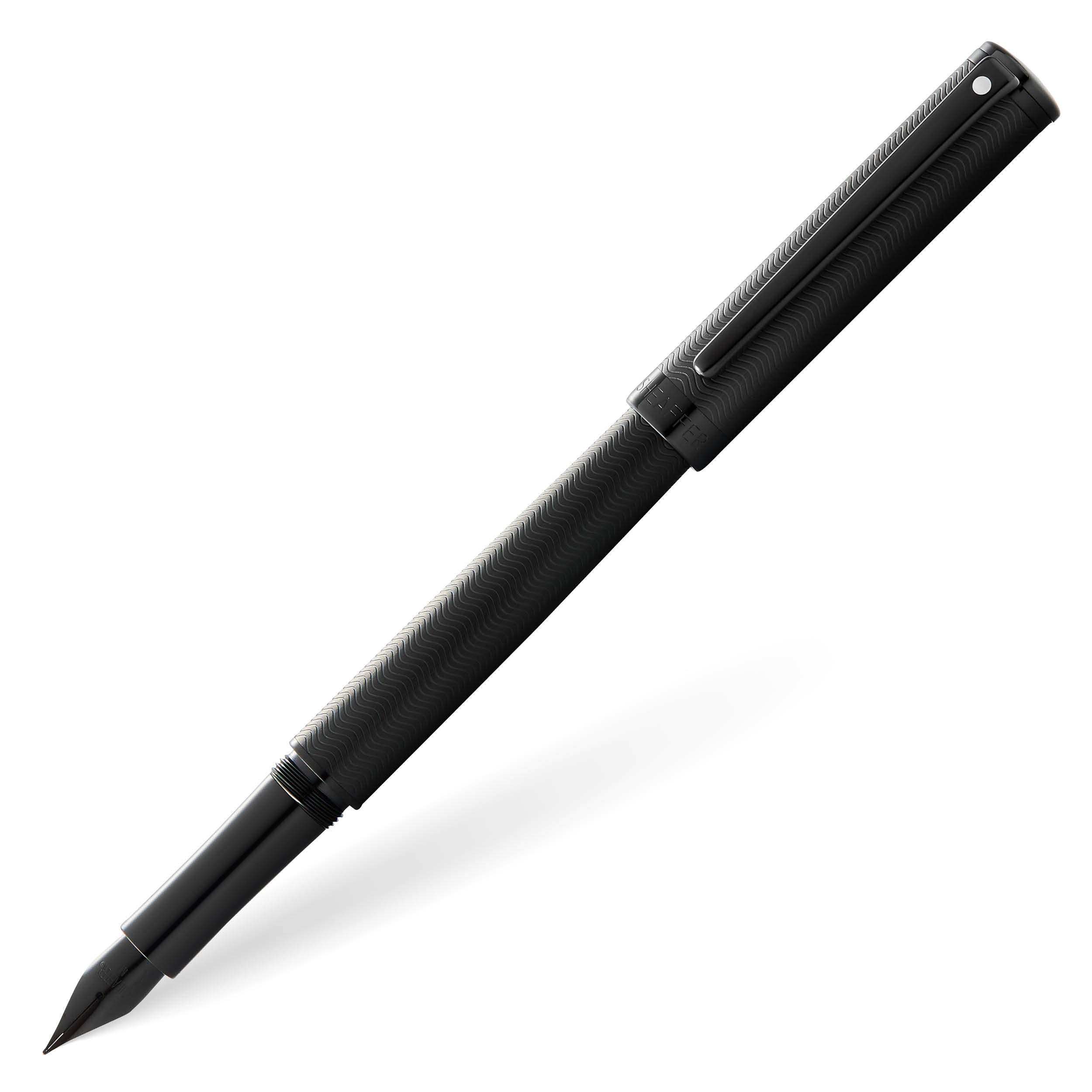 Sheaffer Intensity Engraved Matte Black PVD w/Polished Black Appointments and Fine Nib Fountain Pen E0924443