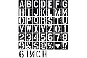YUSHANJU 6 Inch Letter Stencils 42 Pcs ReusableTemplates Symbol Numbers Interlocking Stencil Kit Plastic Number Stencils for Wood,Wall,Paper,Fabric,Glass,Signage,DIY Art Projects