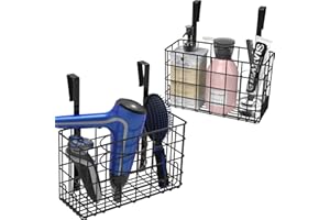 ANSTEEP Hair Dryer Holder and Cabinet Door Organizer Set, 3in1 Hair Tool Organizer Adjustable Height Blow Dryer Holders Wall Mount Bathroom Organizer Storage Under Sink Basket for Lat Irons Curling Wand