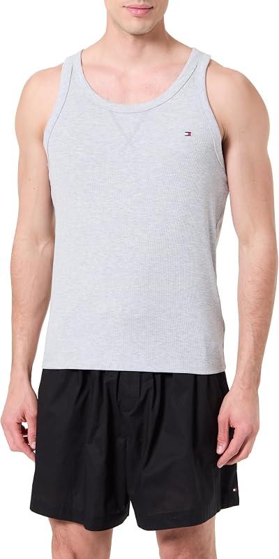 Ensemble débardeur et short tissé pour homme UM0UM03800 Orange (Gris clair chiné/noir), S — photo 1 sur 4