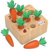 Montessori Toys for 1 2 3 Year Old Toddlers, Carrot Harvest Game Wooden Toy for 12 18 Months Baby Boys and Girls, Educational