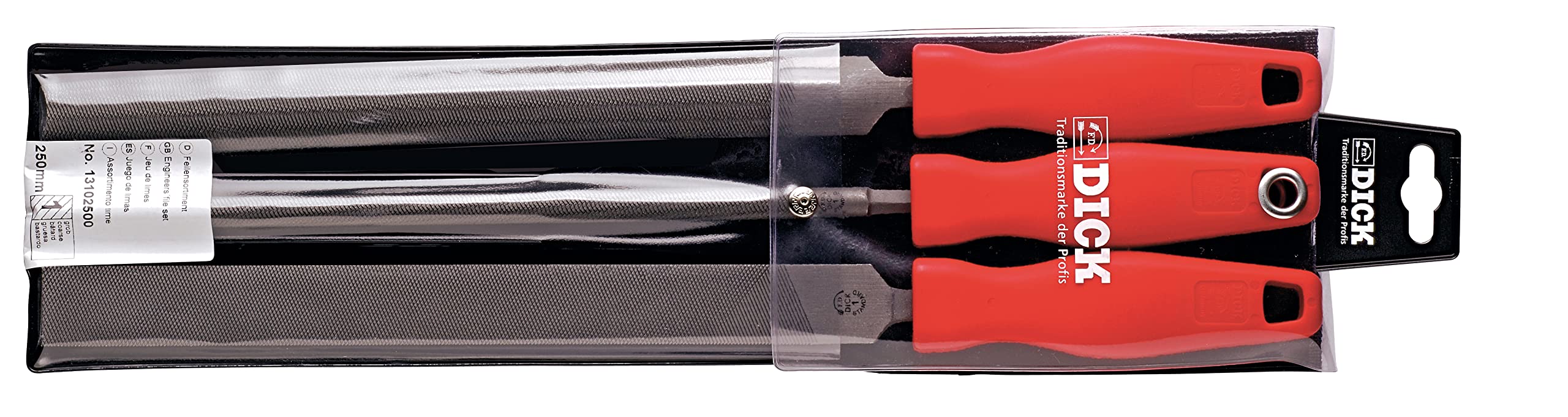 F.DICK 1310 2500 3-Piece File Set (Cut: 1, Length: 250 mm, Plastic, in Plastic Bag)