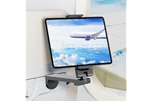 Huogantom Airplane Tablet Holder Mount, Travel Essential Handsfree Tablet Stand for Flying with Multi-Directional 360 Degree Rotation, Compatible with iPad/Galaxy Tabs or Other 7-12" Tablets