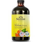 Serene Herbs Liquid Turmeric with Black Pepper - Turmeric Shots Curcumin Supplement 1000mg Extra Strength Herbal Drink, Digestive Bitters for Bloating Relief, Joint Health, Energy &amp; Clarity - 16oz