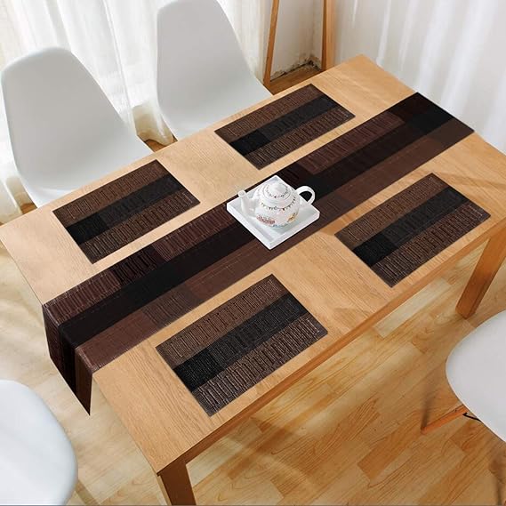 Buy HOKIPO® PVC Table Mats for Dining Table with Runner, Chocolate