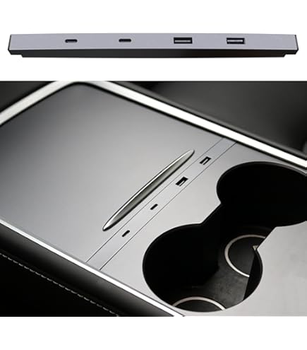 Hub USB 5 Ports Pour Tesla Model 3 - Boîtier De Rangement Avec Ports USB-A Et USB-C - Compatible Avec Tapis De Charge Sans Fil