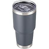 Cool Yoleb 30 oz Tumbler with Lid Stainless Steel Tumblers Vacuum Insulated Cup Reusable Powder Coated Travel Mug Double Wall Leak Proof Portable Cups Keep Cold Drinks for 12 Hours, Gray, 1 Pack