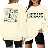 LUKYCILD Christian Sweatshirts for Women Jesus Shirts Bible Verse Inspirational Sweatshirt Oversized Graphic Pullover Tops